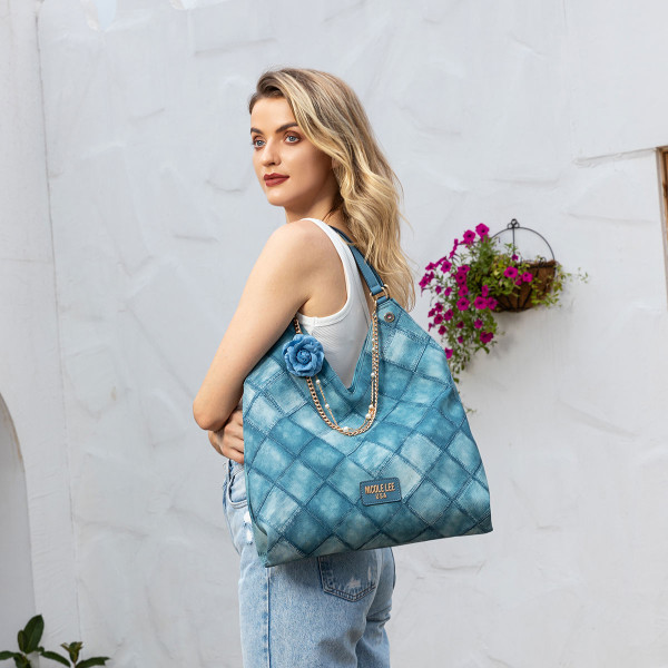TORBA NICOLE LEE P17089 BLUE CHAIN FW2024