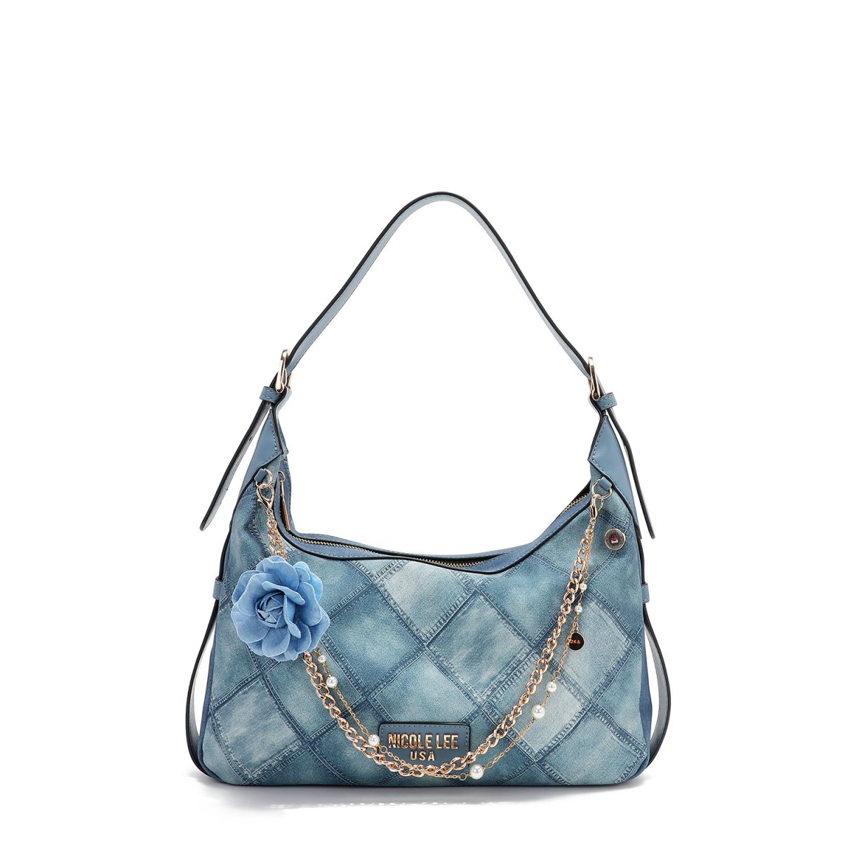 TORBA NICOLE LEE P17092 BLUE CHAIN FW2024