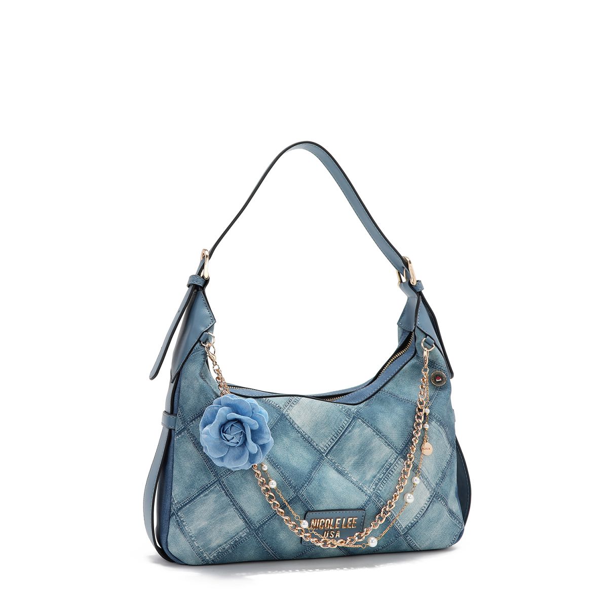 TORBA NICOLE LEE P17092 BLUE CHAIN FW2024